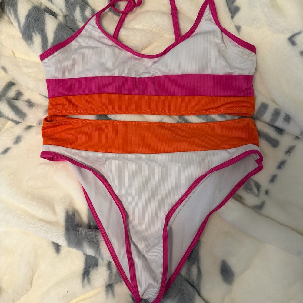SHEIN Pink and Orange Bikini